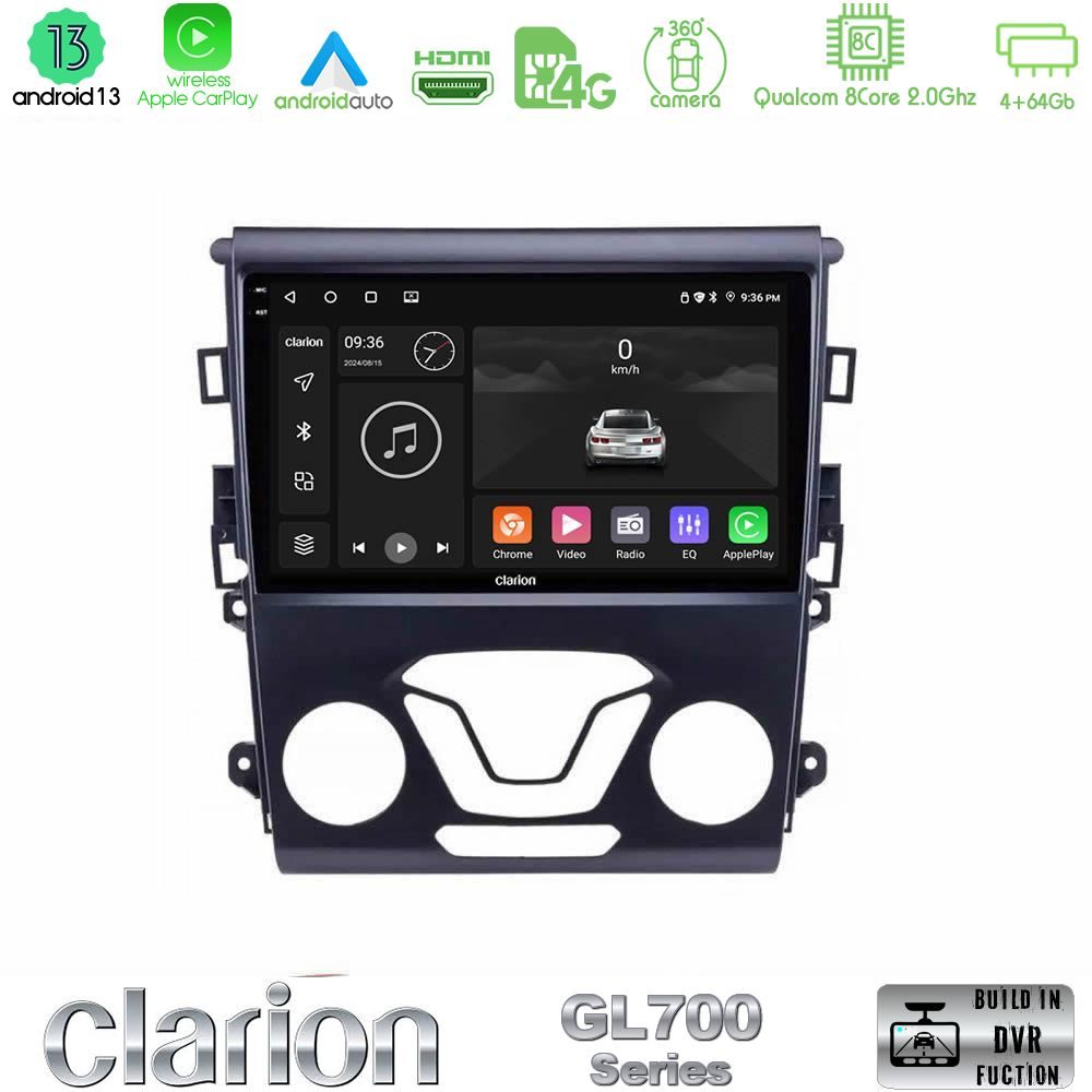 Clarion GL700 Series 8Core Android13 4+64GB Ford Mondeo 2014-2017 Navigation Multimedia Tablet 9" Με Carplay & Android Auto