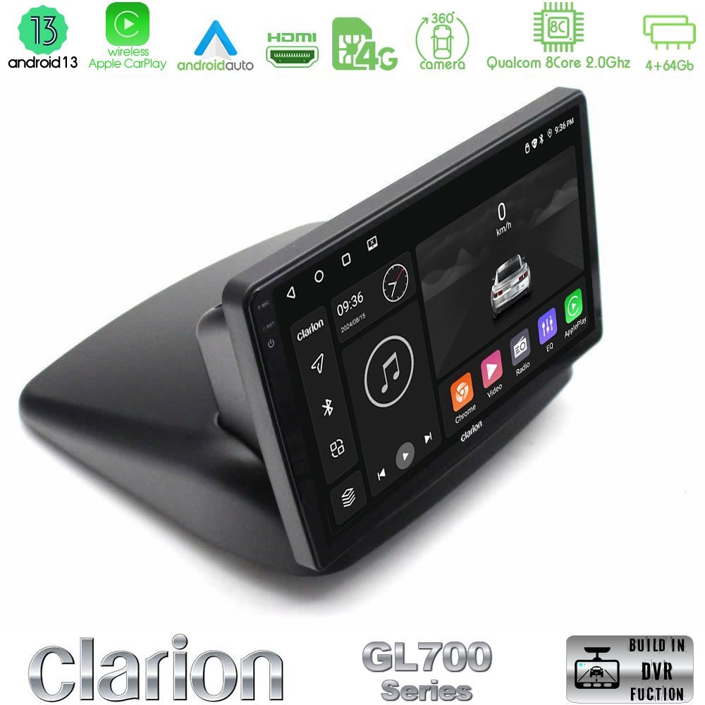 Clarion GL700 Series 8Core Android13 4+64GB Fiat Doblo 2002-2009 Navigation Multimedia Tablet 10" Με Carplay & Android Auto