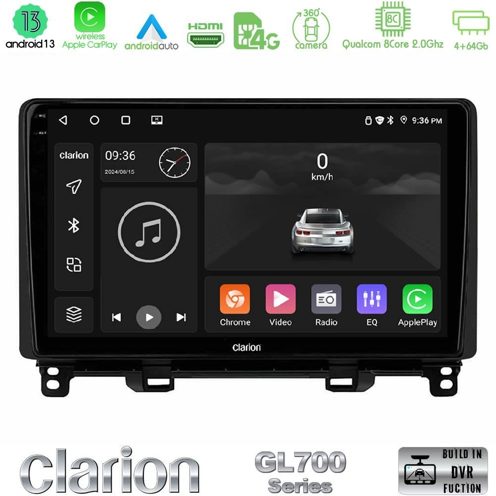 Clarion GL700 Series 8Core Android13 4+64GB Honda Jazz 2021-2025 Navigation Multimedia Tablet 9" Με Carplay & Android Auto