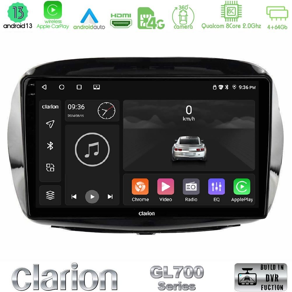 Clarion GL700 Series 8Core Android13 4+64GB Honda FR-V 2004-2009 Navigation Multimedia Tablet 10" Με Carplay & Android Auto