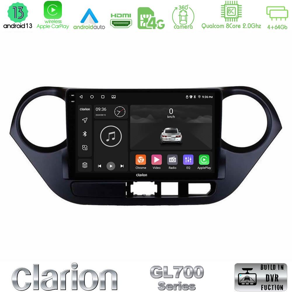 Clarion GL700 Series 8Core Android13 4+64GB Hyundai i10 2014-2020 Navigation Multimedia Tablet 9" Με Carplay & Android Auto