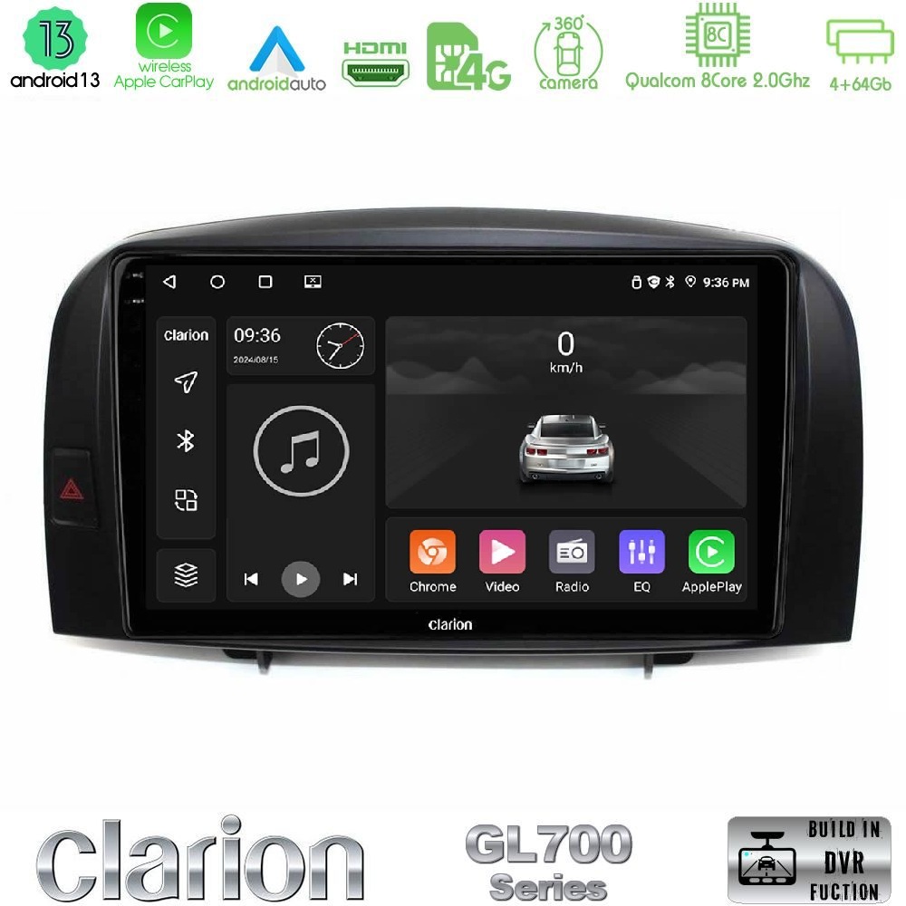 Clarion GL700 Series 8Core Android13 4+64GB Hyundai Sonata 2005-2009 Navigation Multimedia Tablet 10" Με Carplay & Android Auto