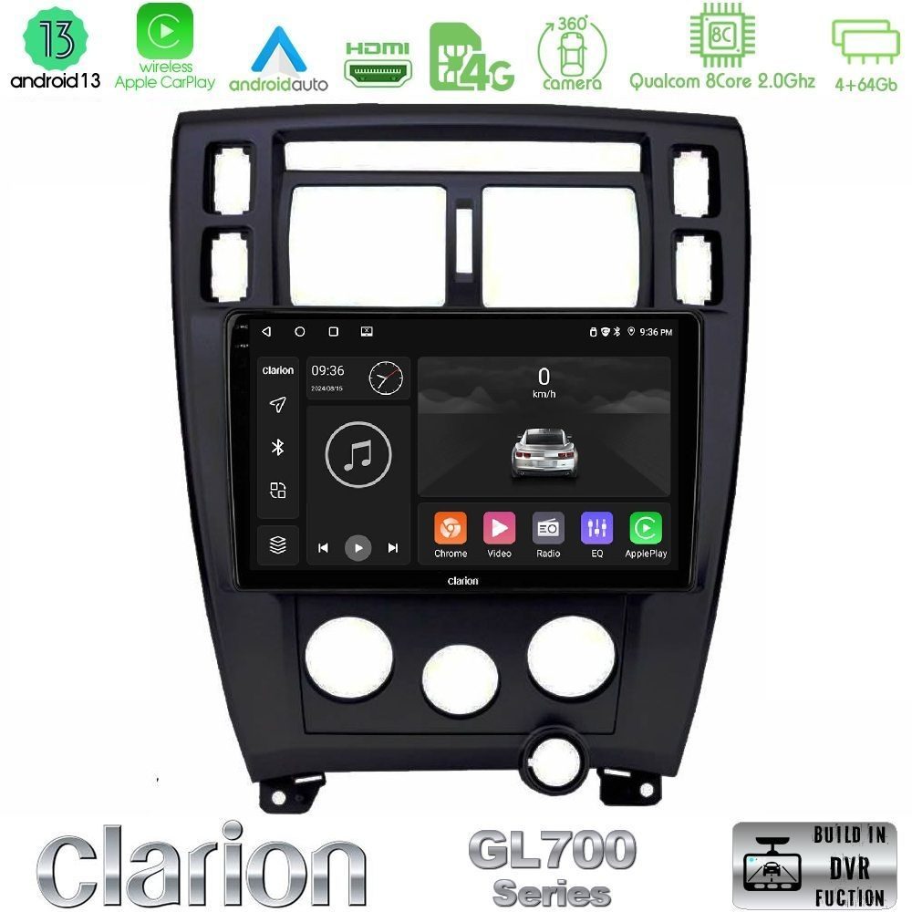 Clarion GL700 Series Hyundai Tucson 2006 – 2013 8Core Android13 4+64GB Navigation Multimedia Tablet 10" Με Carplay & Android Auto Με Carplay & Android Auto