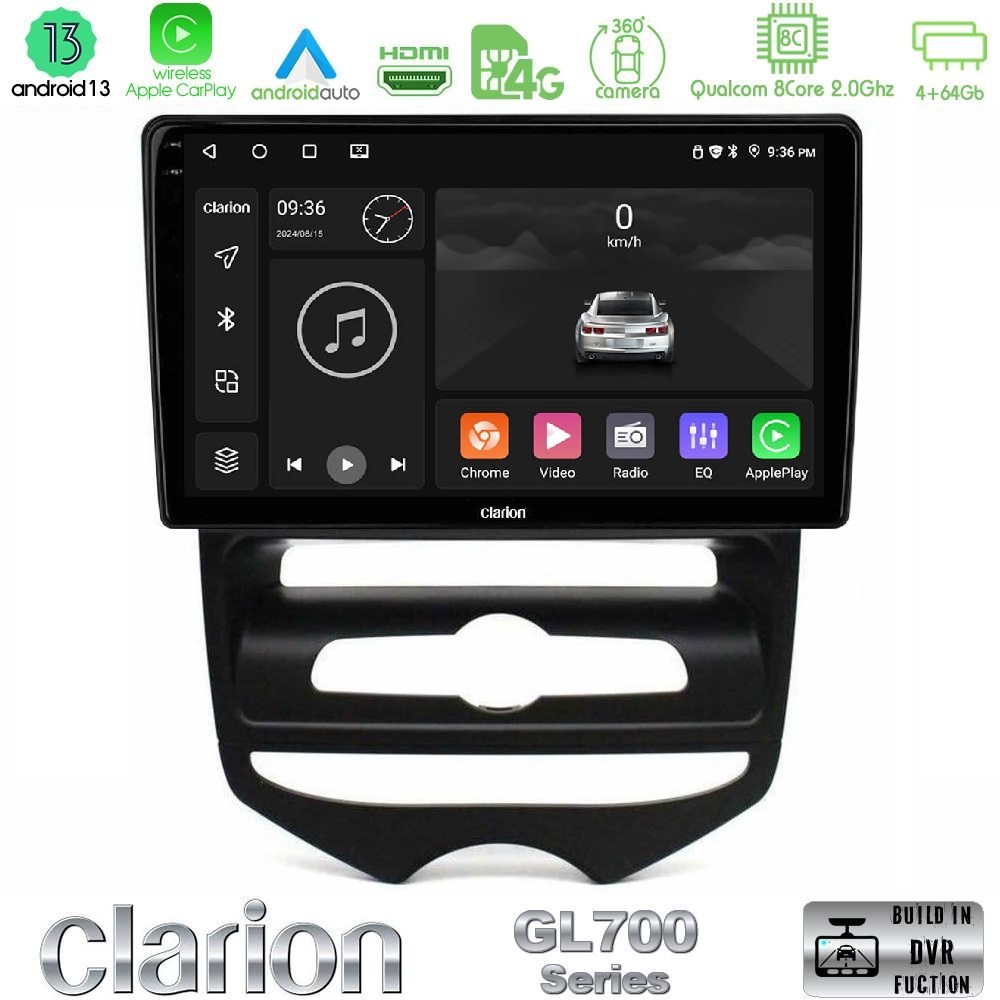 Clarion GL700 Series 8Core Android13 4+64GB Hyundai ix20 2010-2020 (MANUAL A/C) Navigation Multimedia Tablet 10" Με Carplay & Android Auto