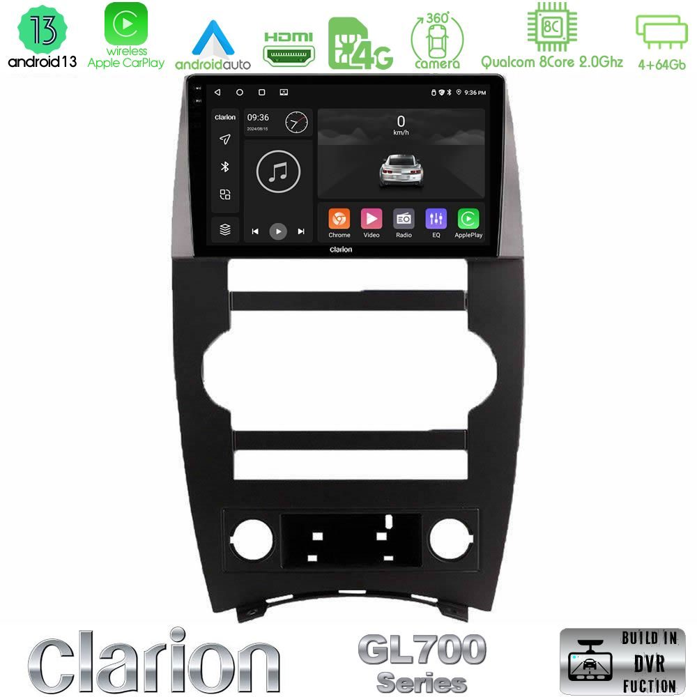 Clarion GL700 Series 8Core Android13 4+64GB Jeep Commander 2007-2008 Navigation Multimedia Tablet 9" Με Carplay & Android Auto
