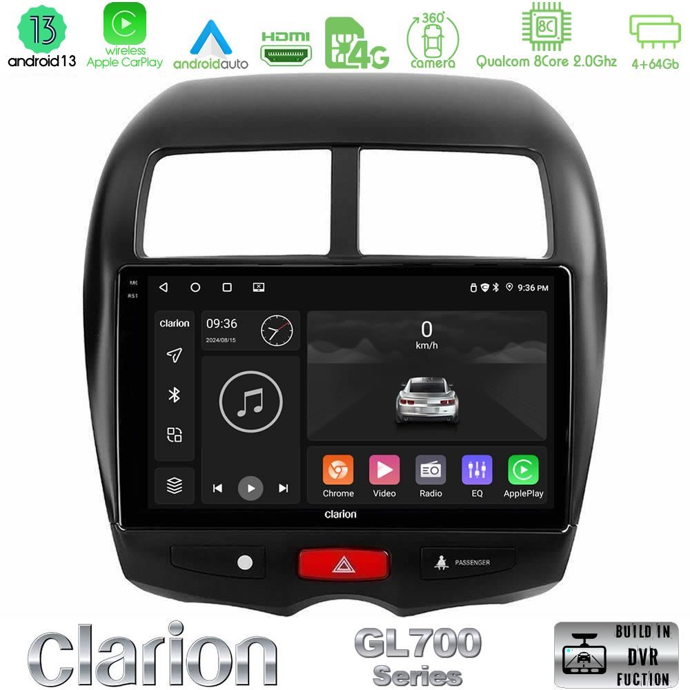 Clarion GL700 Series 8Core Android13 4+64GB Mitsubishi ASX Navigation Multimedia Tablet 10" Με Carplay & Android Auto