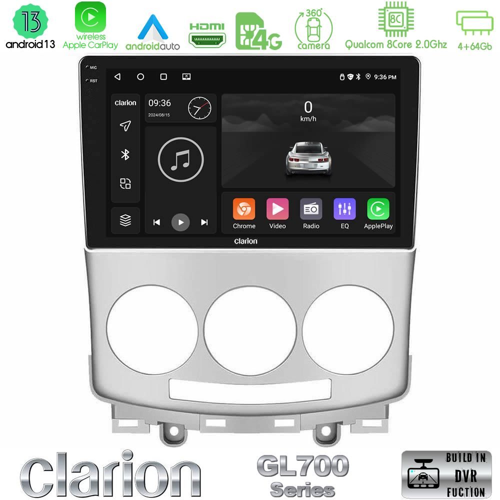 Clarion GL700 Series Mazda 5 2004-2010 8Core Android13 4+64GB Navigation Multimedia Tablet 9" Με Carplay & Android Auto