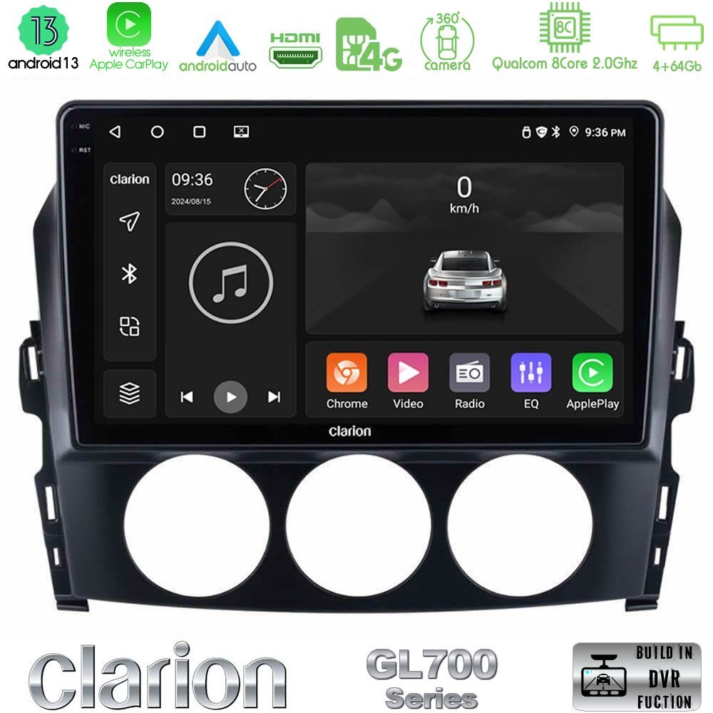 Clarion GL700 Series 8Core Android13 4+64GB Mazda MX-5 2006-2008 Navigation Multimedia Tablet 9" Με Carplay & Android Auto