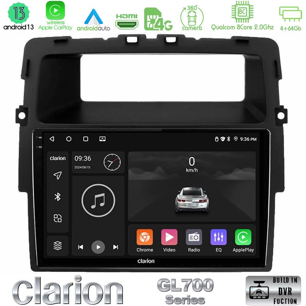 Clarion GL700 Series 8Core Android13 4+64GB Renault/Nissan/Opel Navigation Multimedia Tablet 10" Με Carplay & Android Auto