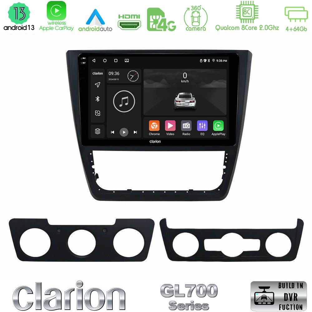 Clarion GL700 Series 8Core Android13 4+64GB Skoda Yeti 2009-> Navigation Multimedia Tablet 10" Με Carplay & Android Auto