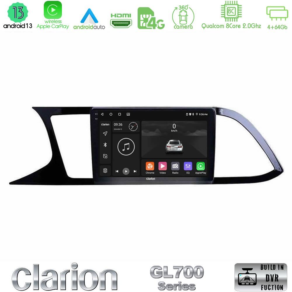 Clarion GL700 Series 8Core Android13 4+64GB Seat Leon 2013 – 2019 Navigation Multimedia Tablet 9" Με Carplay & Android Auto