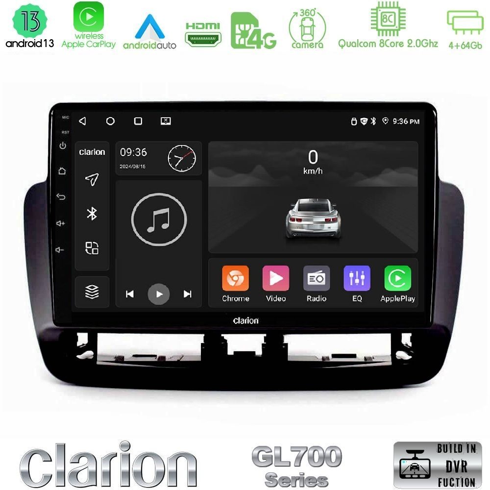 Clarion GL700 Series 8Core Android13 4+64GB Seat Ibiza 2012-2015 Navigation Multimedia Tablet 9" Με Carplay & Android Auto
