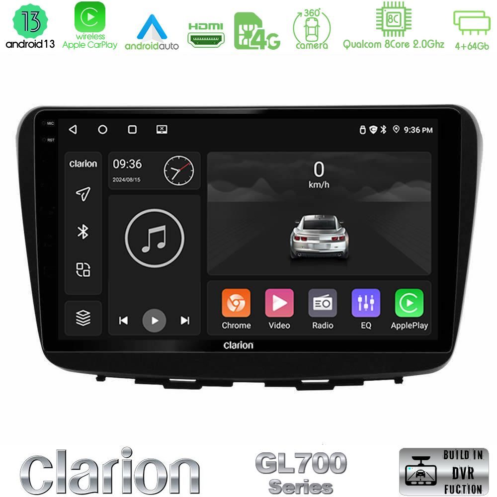 Clarion GL700 Series 8Core Android13 4+64GB Suzuki Baleno 2016-2021 Navigation Multimedia Tablet 9" Με Carplay & Android Auto