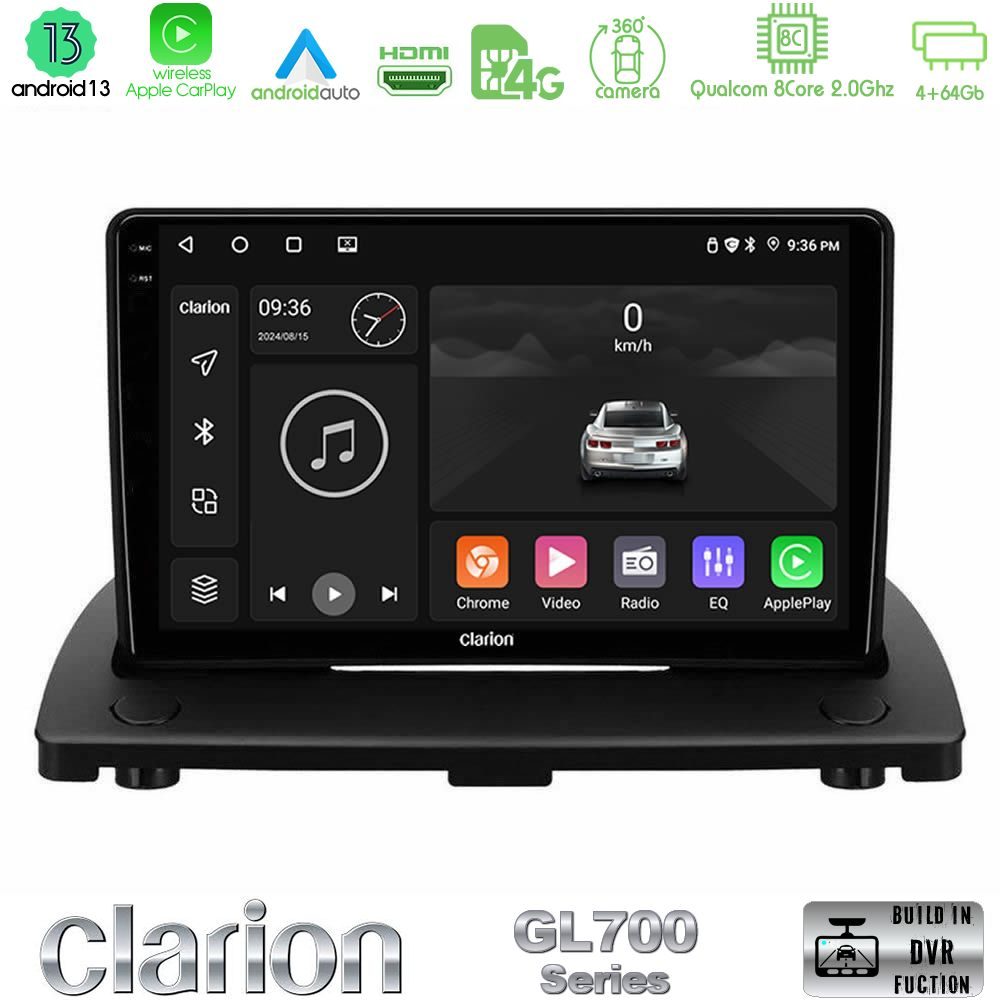 Clarion GL700 Series 8Core Android13 4+64GB Volvo XC90 2006-2014 Navigation Multimedia Tablet 9" Με Carplay & Android Auto