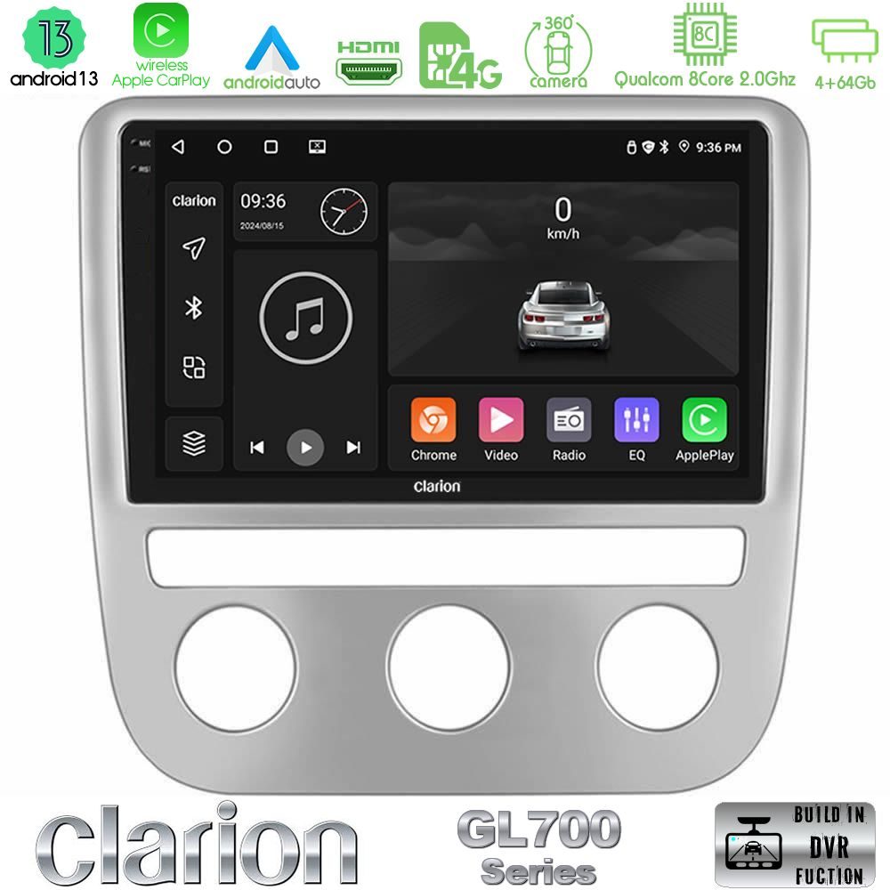 Clarion GL700 Series 8Core Android13 4+64GB VW Scirocco / Eos Navigation Multimedia Tablet 9" Με Carplay & Android Auto