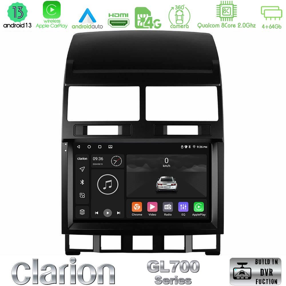Clarion GL700 Series 8Core Android13 4+64GB VW Touareg 2002 – 2010 Navigation Multimedia Tablet 9" Με Carplay & Android Auto