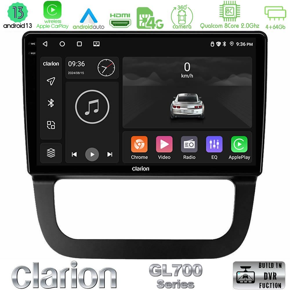 Clarion GL700 Series 8Core Android13 4+64GB VW Jetta Navigation Multimedia Tablet 10" Με Carplay & Android Auto