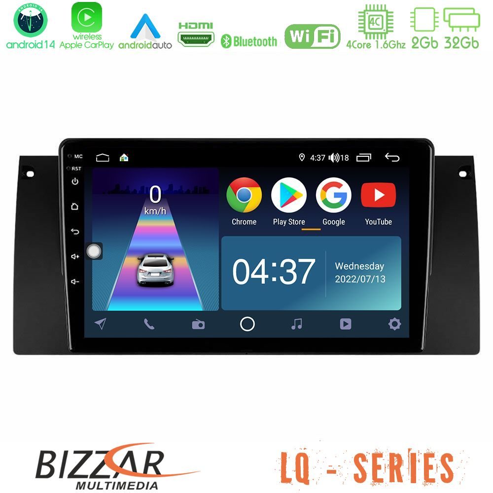 Bizzar LQ Series 4Core Android14 2+32GB BMW 5 Series 4Core Android14 2+32GB (E39) / X5 (E53) Navigation Multimedia Tablet 9" Με Carplay & Android Auto