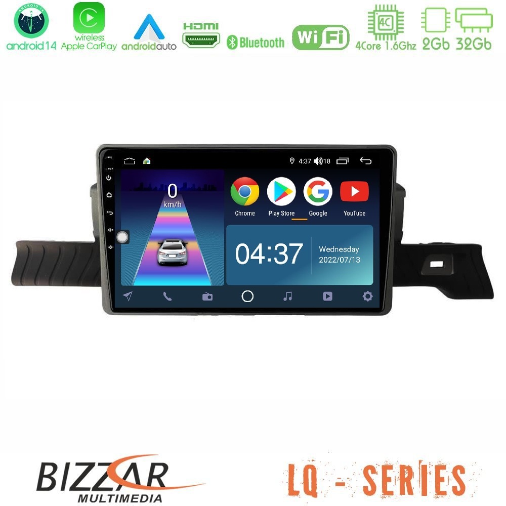 Bizzar LQ Series 4Core Android14 2+32GB Citroen C3 You 2025-> Navigation Multimedia Tablet 9" Με Carplay & Android Auto