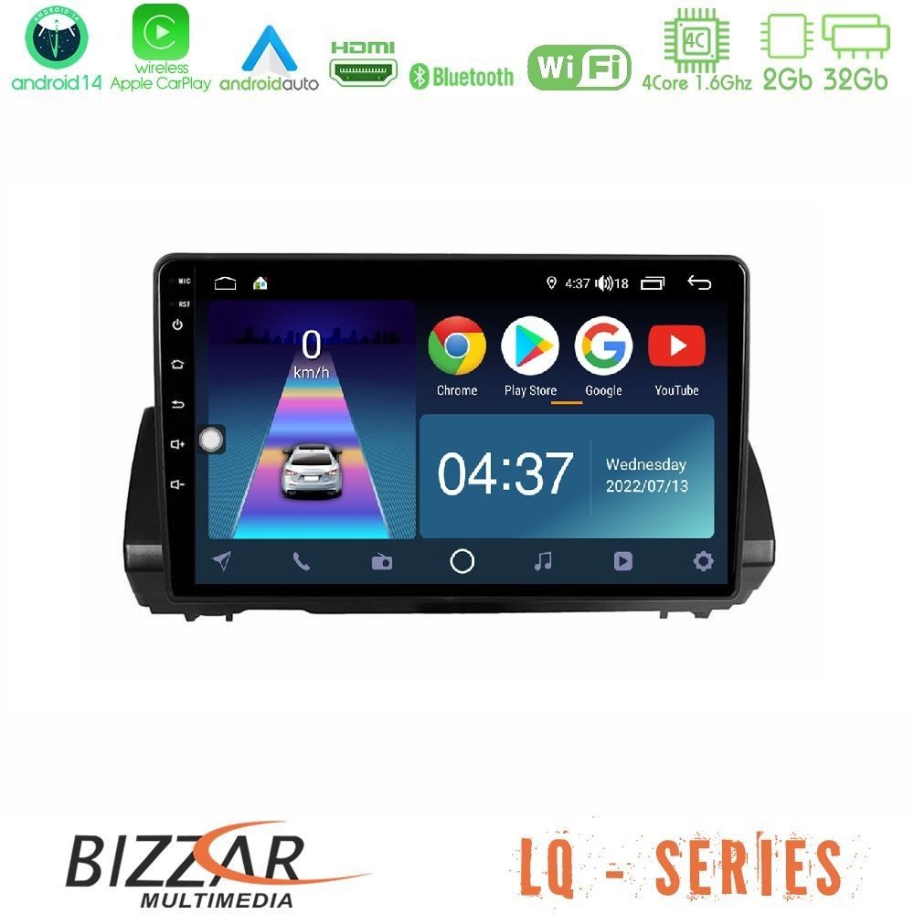Bizzar LQ Series 4Core Android14 2+32GB Dacia Sandero/Logan/Jogger 2022-> Navigation Multimedia Tablet 9" Με Carplay & Android Auto