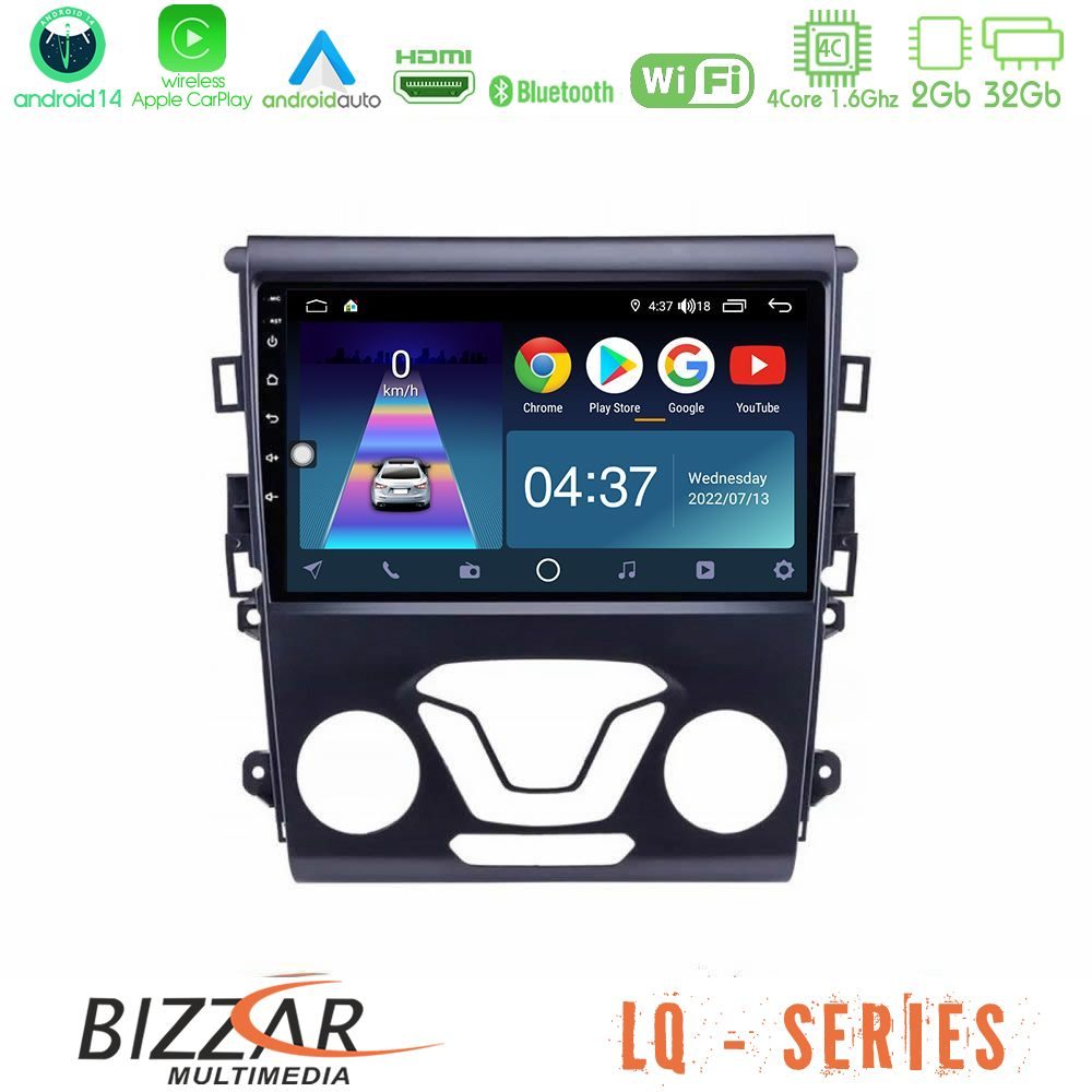 Bizzar LQ Series 4Core Android14 2+32GB Ford Mondeo 2014-2017 Navigation Multimedia Tablet 9" Με Carplay & Android Auto