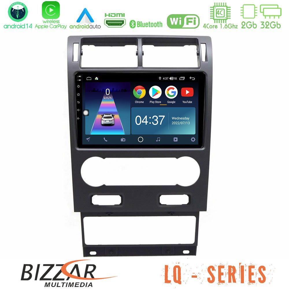 Bizzar LQ Series 4Core Android14 2+32GB Ford Mondeo 2004-2007 Navigation Multimedia Tablet 9" Με Carplay & Android Auto