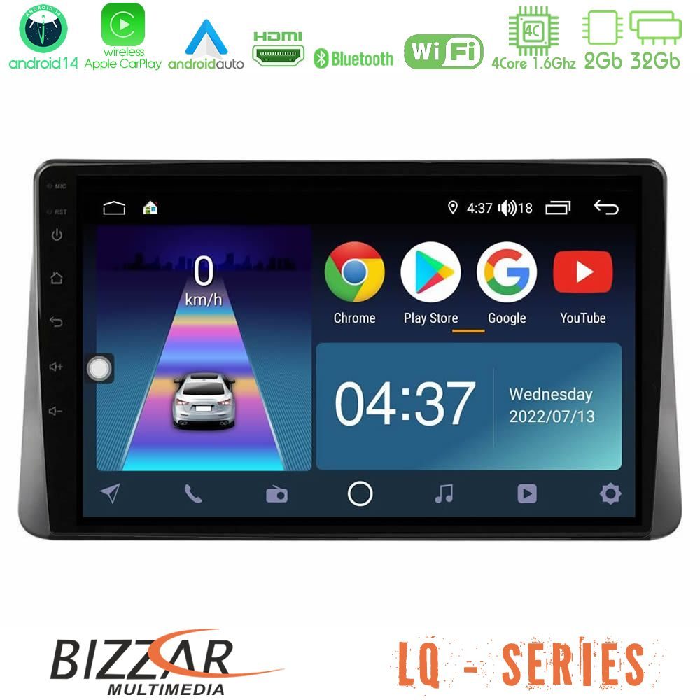 Bizzar LQ Series 4Core Android14 2+32GB Ford Focus 2019-> Navigation Multimedia Tablet 9" Με Carplay & Android Auto