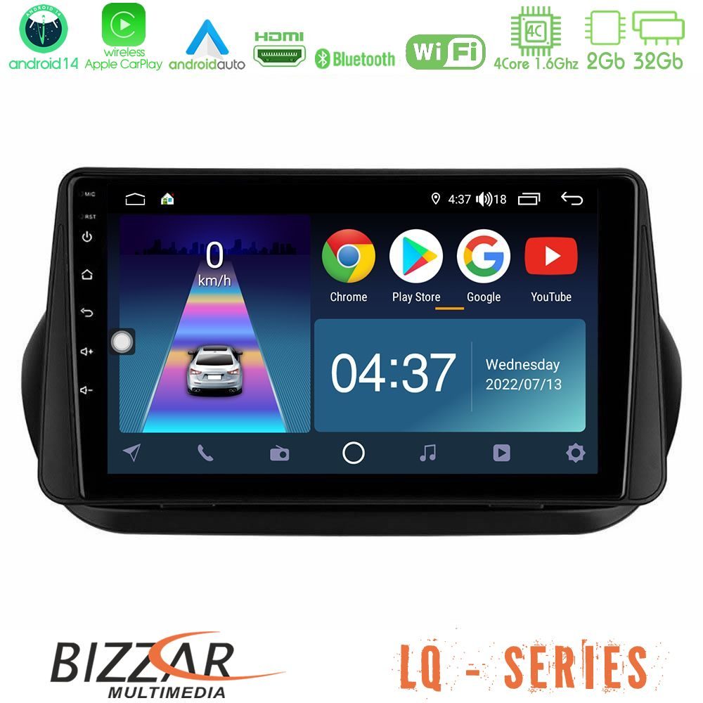 Bizzar LQ Series 4Core Android14 2+32GB Fiat Fiorino/Citroen Nemo/Peugeot Bipper Navigation Multimedia Tablet 10" Με Carplay & Android Auto