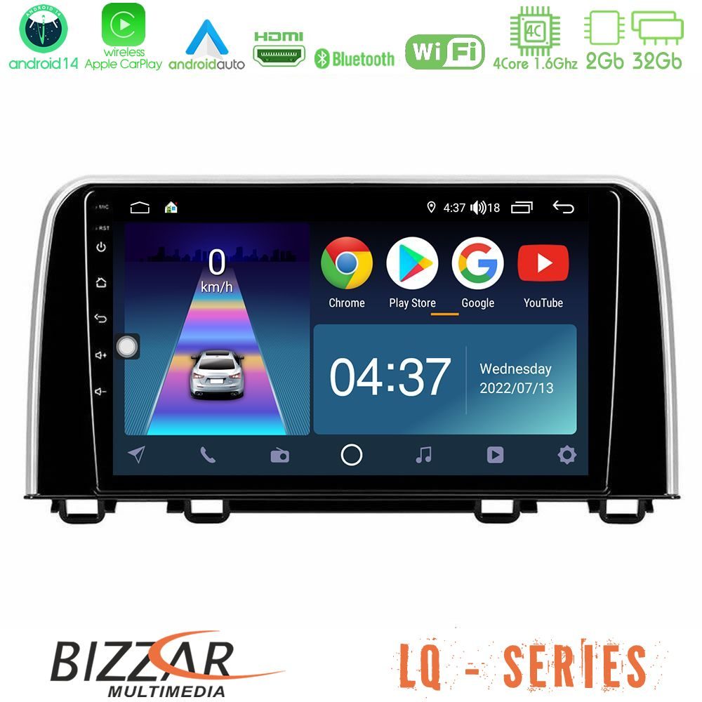 Bizzar LQ Series 4Core Android14 2+32GB Honda CR-V 2019-> Navigation Multimedia Tablet 10" Με Carplay & Android Auto