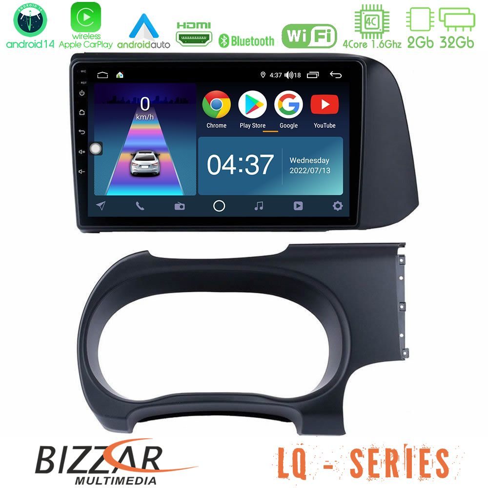Bizzar LQ Series 4Core Android14 2+32GB Hyundai i10 Navigation Multimedia Tablet 9" Με Carplay & Android Auto