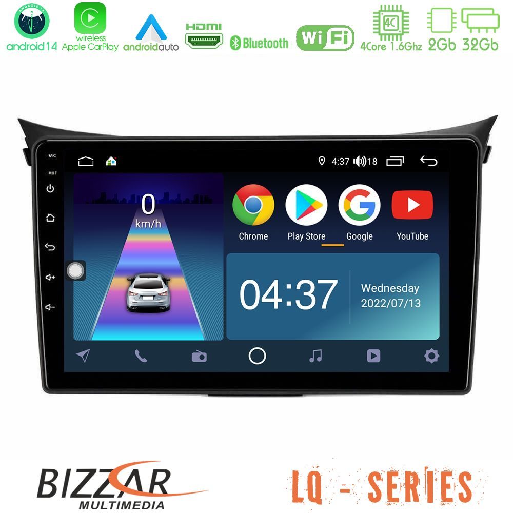 Bizzar LQ Series 4Core Android14 2+32GB Hyundai i30 2012-2017 Navigation Multimedia Tablet 9" Με Carplay & Android Auto