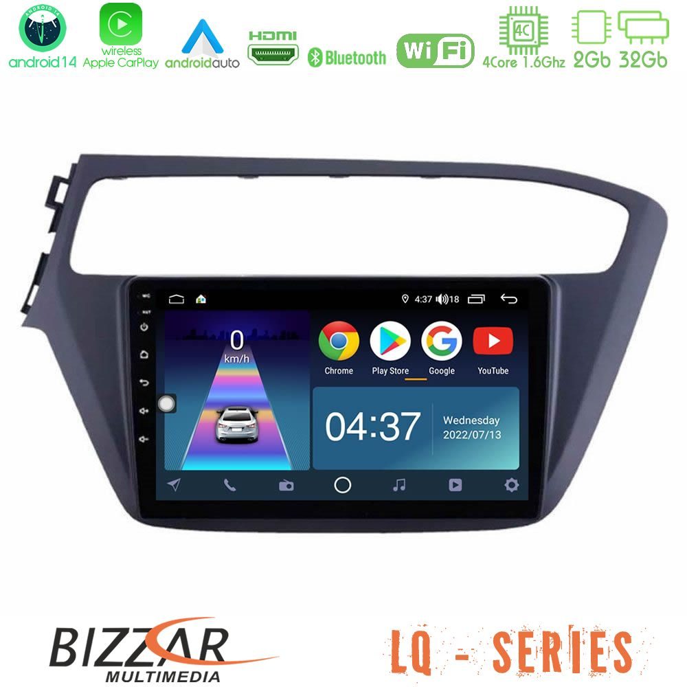 Bizzar LQ Series 4Core Android14 2+32GB Hyundai i20 2018-2020 Navigation Multimedia Tablet 9" Με Carplay & Android Auto