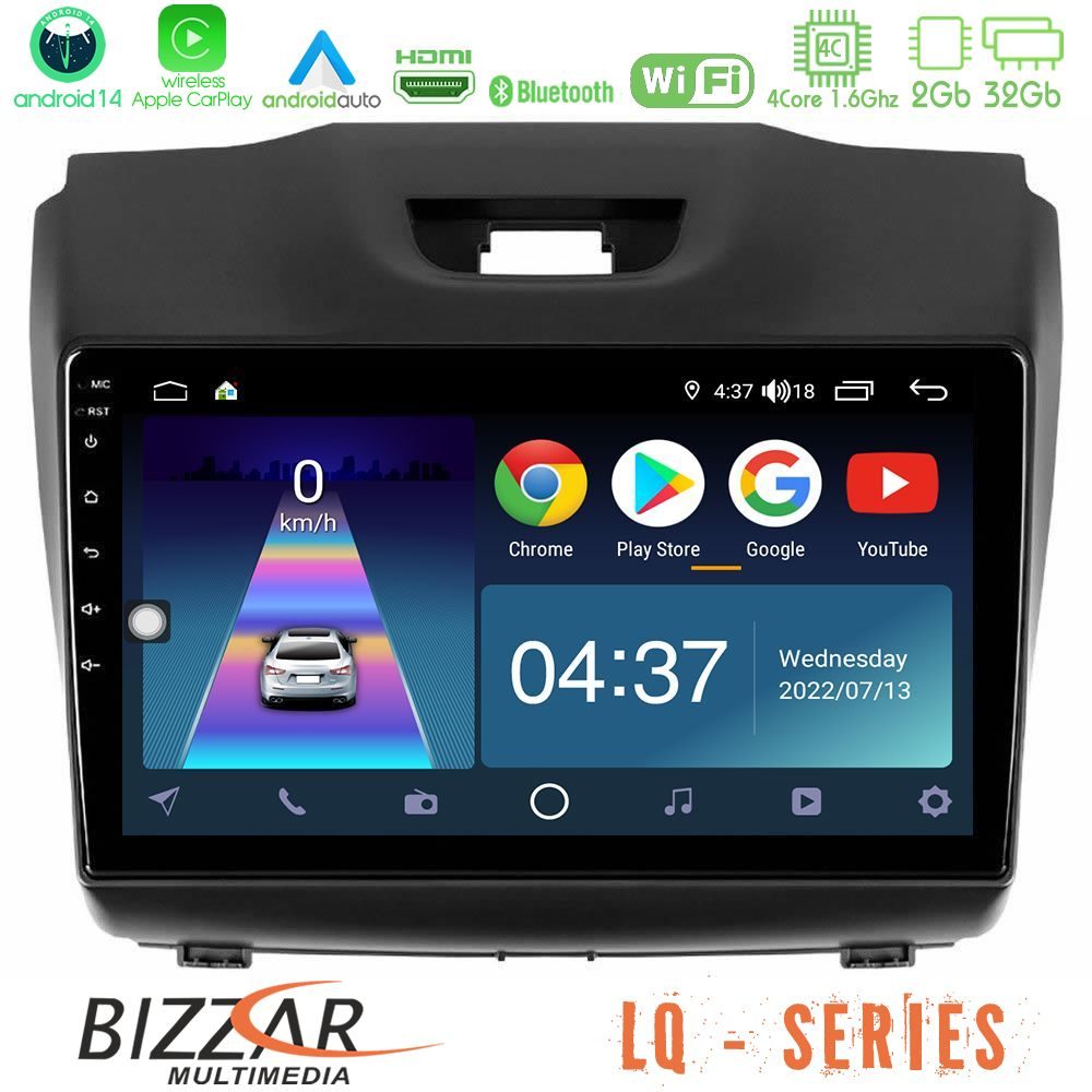Bizzar LQ Series 4Core Android14 2+32GB Isuzu D-MAX 2012-2019 Navigation Multimedia Tablet 9" Με Carplay & Android Auto