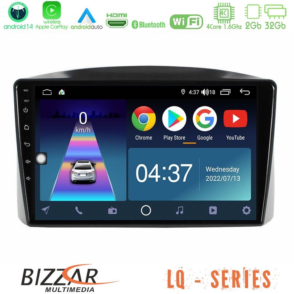 Bizzar LQ Series 4Core Android14 2+32GB Jeep Grand Cherokee 2005-2007 Navigation Multimedia Tablet 10" Με Carplay & Android Auto