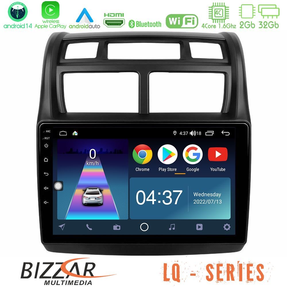 Bizzar LQ Series 4Core Android14 2+32GB Kia Sportage 2008-2011 Navigation Multimedia Tablet 9" Με Carplay & Android Auto