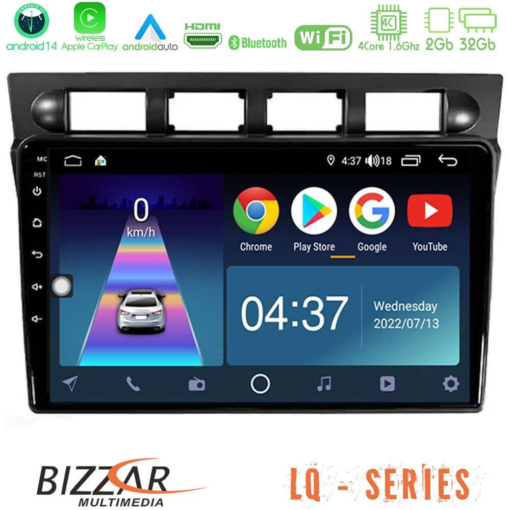 Bizzar LQ Series 4Core Android14 2+32GB Kia Picanto 2004-2007 Navigation Multimedia Tablet 9" Με Carplay & Android Auto