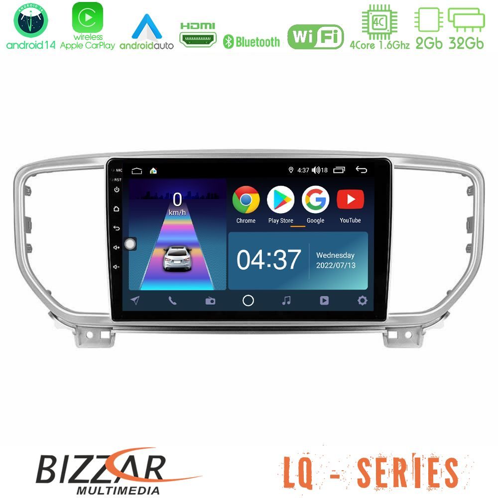 Bizzar LQ Series 4Core Android14 2+32GB Kia Sportage 2018-2021 Navigation Multimedia Tablet 9" Με Carplay & Android Auto