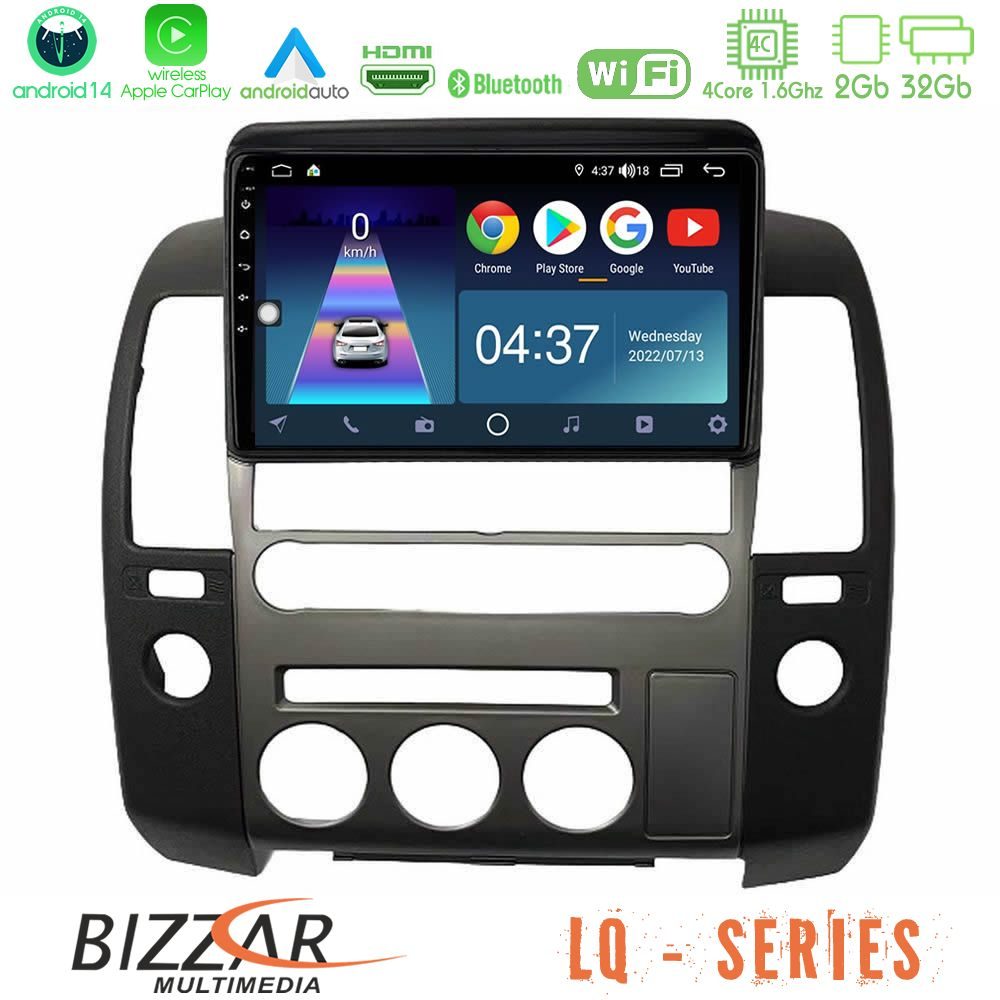 Bizzar LQ Series 4Core Android14 2+32GB Nissan Navara D40 2006-2012 (με εργ.οθόνη) Navigation Multimedia Tablet 9" Με Carplay & Android Auto