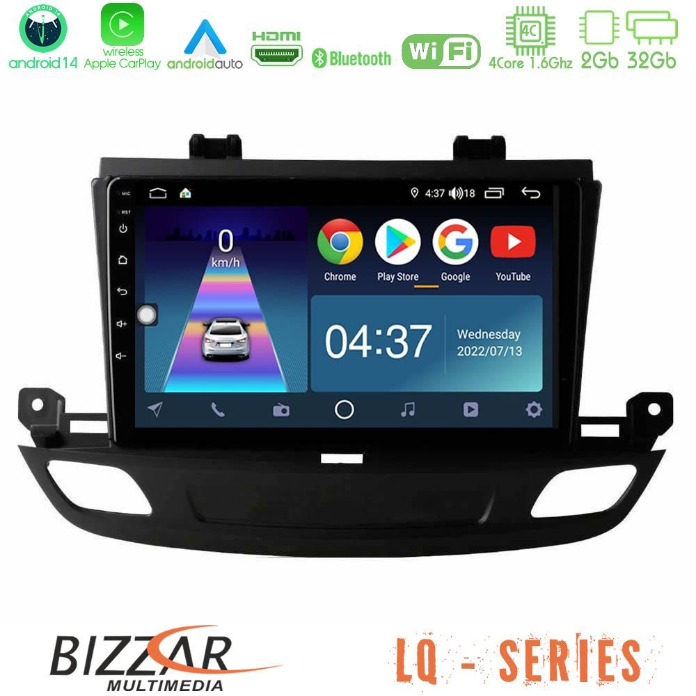 Bizzar LQ Series 4Core Android14 2+32GB Opel Insignia 2 2017-2020 Navigation Multimedia Tablet 9"  Με Carplay & Android Auto