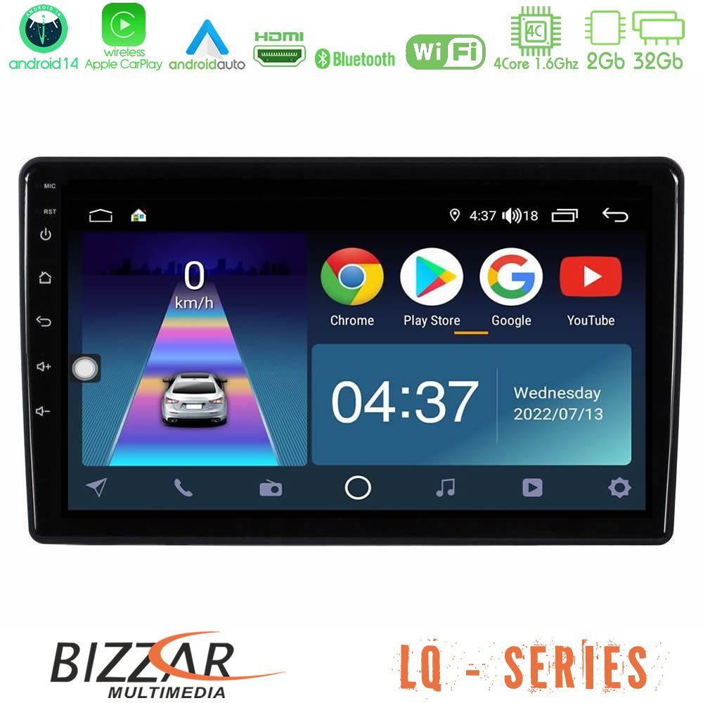 Bizzar LQ Series 4Core Android14 2+32GB Opel Combo/Vectra /Vivaro/Agila Navigation Multimedia Tablet 10" Με Carplay & Android Auto