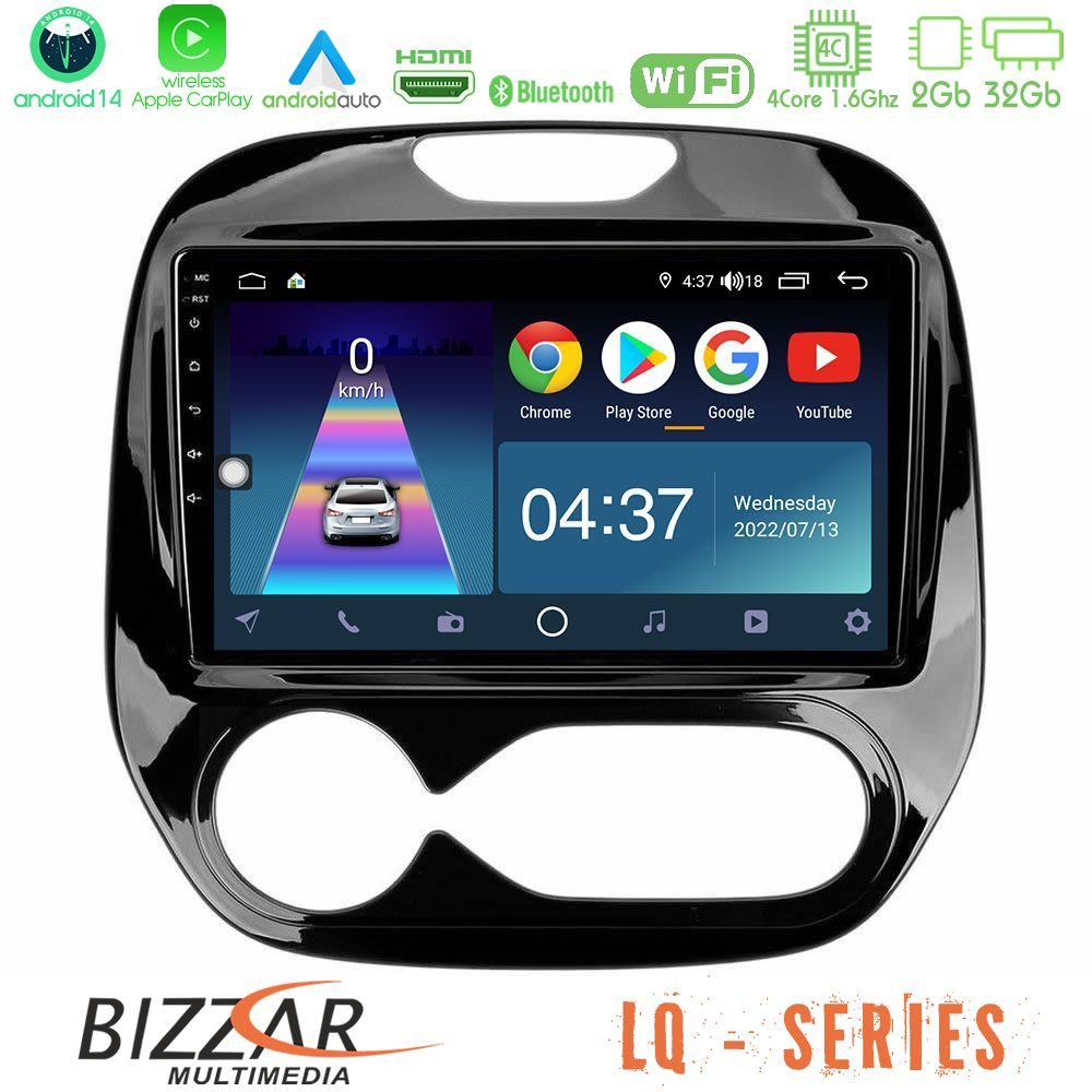 Bizzar LQ Series 4Core Android14 2+32GB Renault Captur 2013-2019 (Auto AC) Navigation Multimedia Tablet 9" Με Carplay & Android Auto