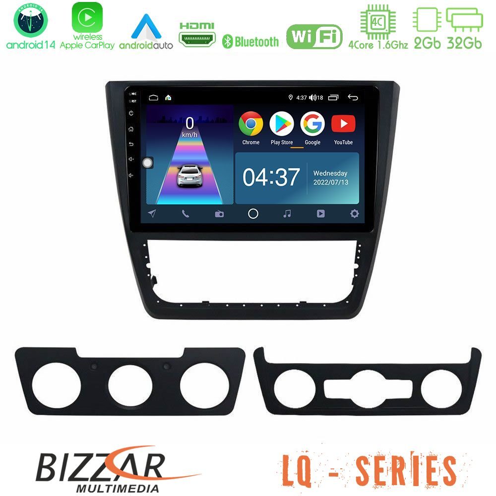Bizzar LQ Series 4Core Android14 2+32GB Skoda Yeti 2009-> Navigation Multimedia Tablet 10" Με Carplay & Android Auto