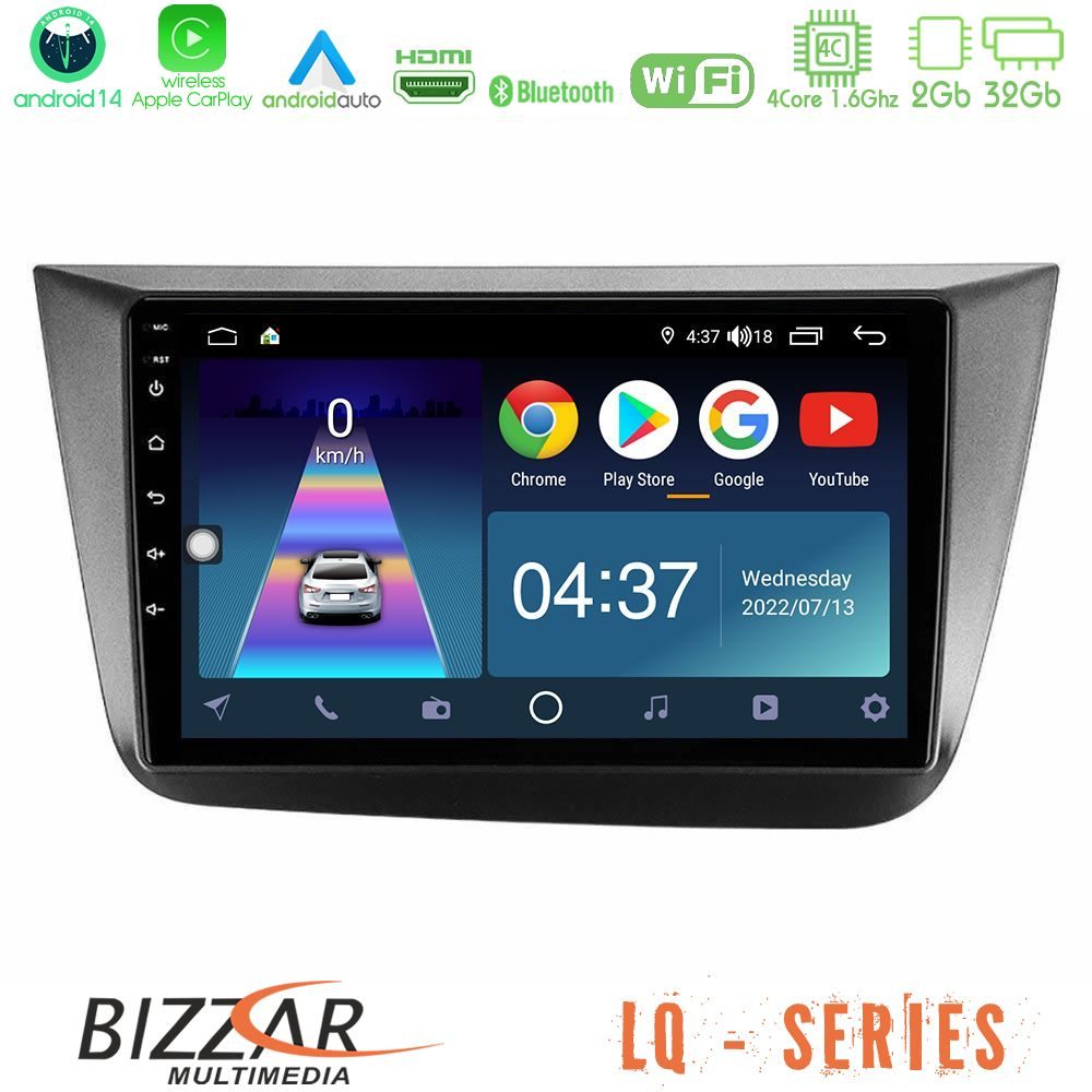 Bizzar LQ Series 4Core Android14 2+32GB Seat Altea 2004-2015 Navigation Multimedia Tablet 9" Με Carplay & Android Auto