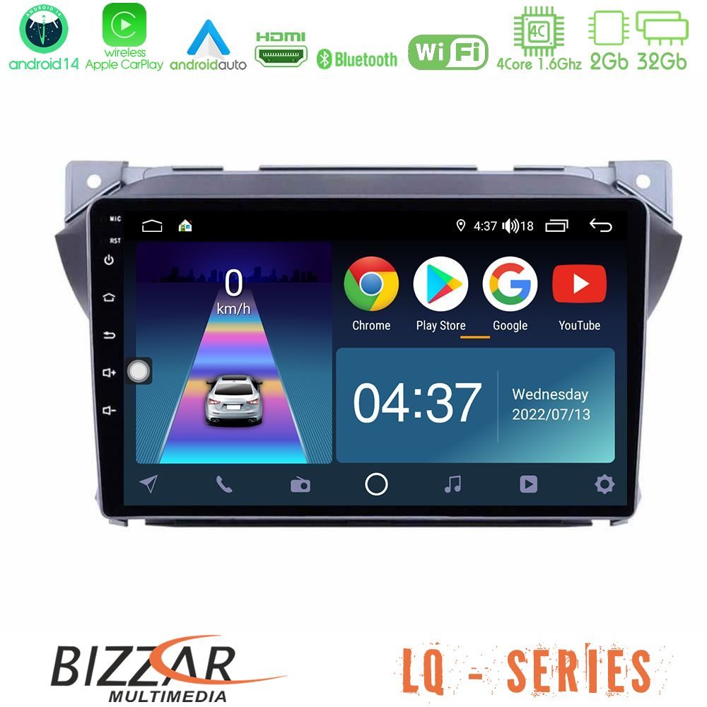 Bizzar LQ Series 4Core Android14 2+32GB Suzuki Alto & Nissan Pixo Navigation Multimedia Tablet 9" Με Carplay & Android Auto