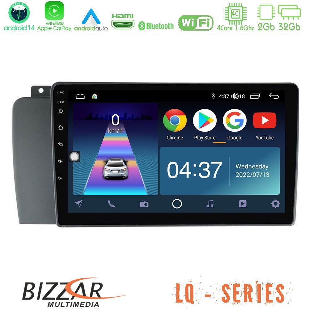 Bizzar LQ Series 4Core Android14 2+32GB Volvo S60 2004-2009 Navigation Multimedia Tablet 9" Με Carplay & Android Auto