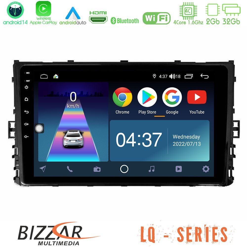 Bizzar LQ Series 4Core Android14 2+32GB VW MQB 2017-> Navigation Multimedia Tablet 9" Με Carplay & Android Auto
