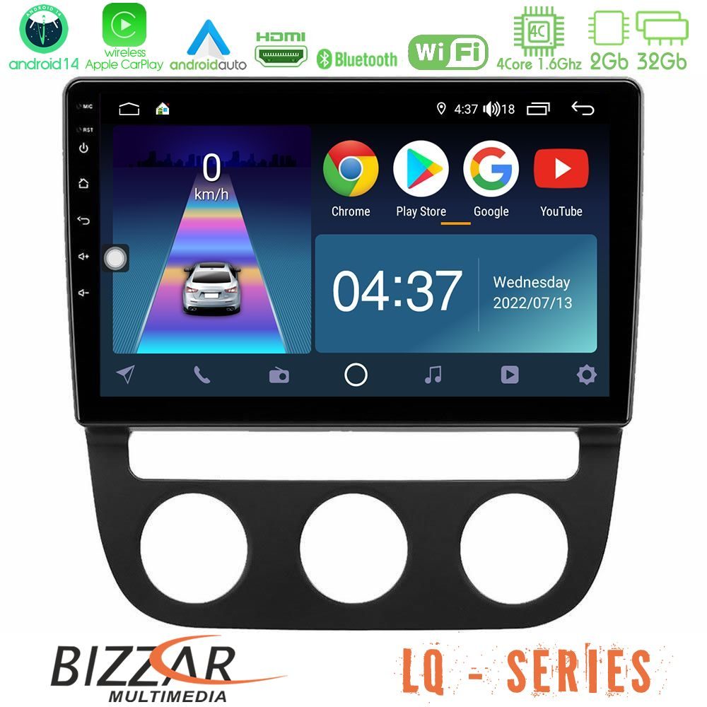 Bizzar LQ Series 4Core Android14 2+32GB VW Jetta Navigation Multimedia Tablet 10" Με Carplay & Android Auto