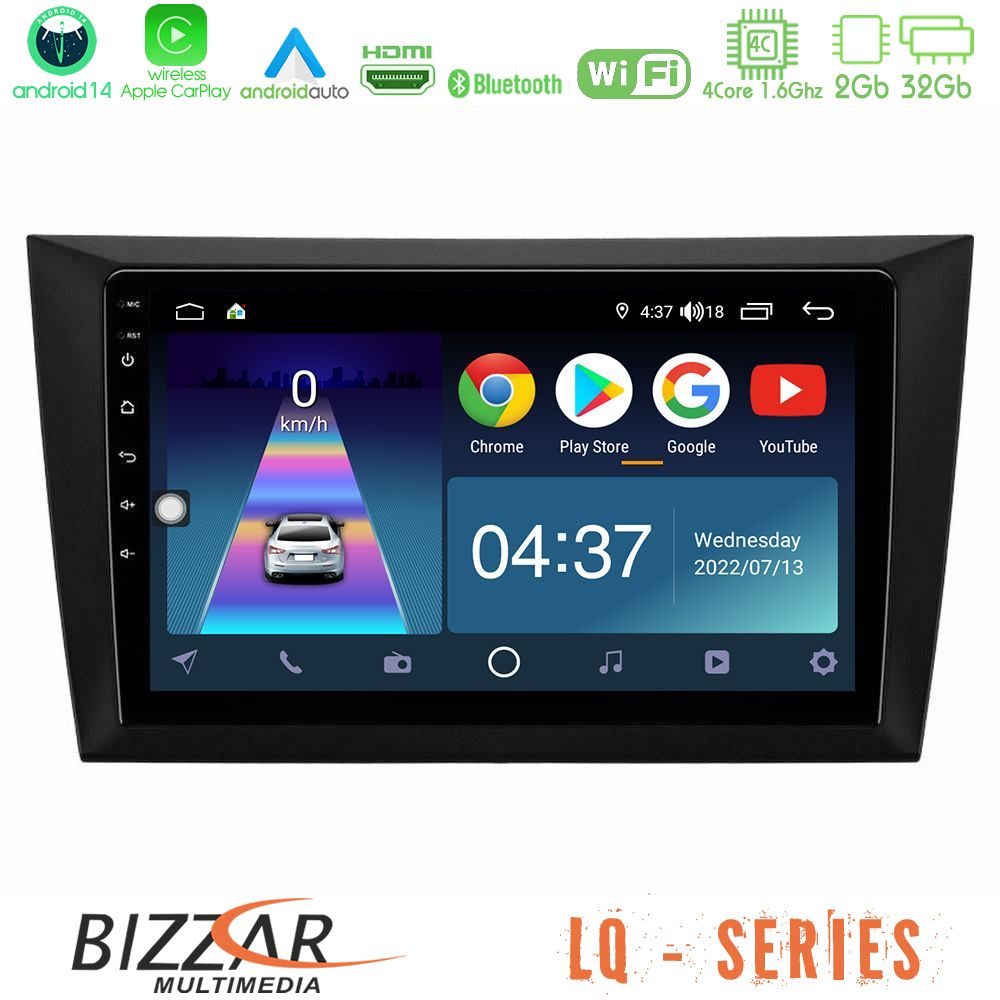 Bizzar LQ Series 4Core Android14 2+32GB Vw Golf 6 Navigation Multimedia Tablet 9" Με Carplay & Android Auto