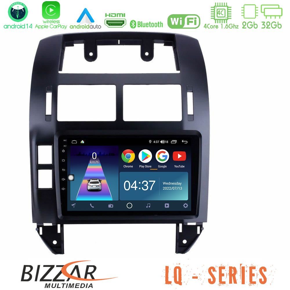 Bizzar LQ Series 4Core Android14 2+32GB VW Polo 2002-2009 Navigation Multimedia Tablet 9" Με Carplay & Android Auto