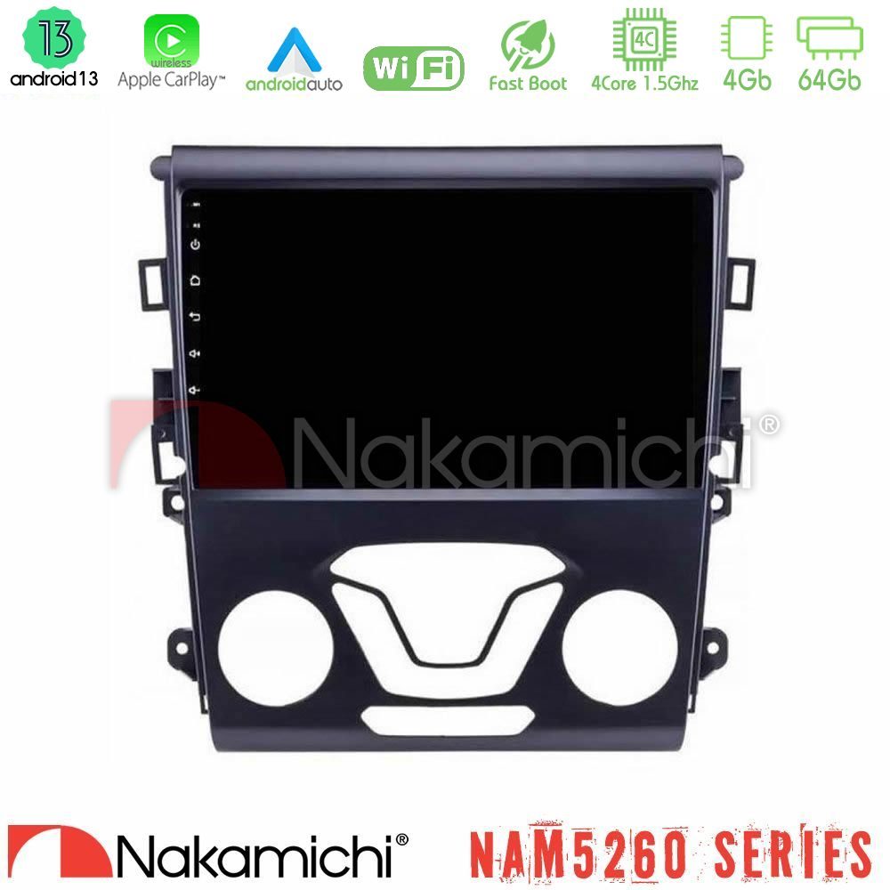 Nakamichi NAM5260 Series 4Core Android13 4+64GB Ford Mondeo 2014-2017 Navigation Multimedia Tablet 9" Με Carplay & Android Auto